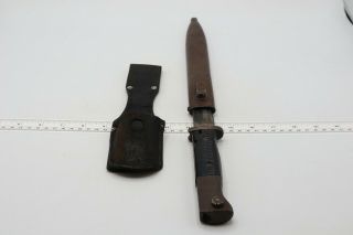 Great Ww2 Era German K98 Bayonet With Scabbard And Leather Frog