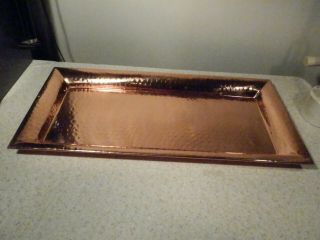 Vintage Heavy Hammered Copper Tray 5 Lb 13 Oz 28 " By 14 " By 1 3/4 " Tray