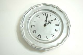 Rare Wilton Rwp Armetale Pewter Queen Anne Wall Clock On 10.  5 " Dinner Plate Htf