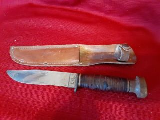 Robeson Shuredge No 20 Usn Wwii Combat Knife With Leather Sheath