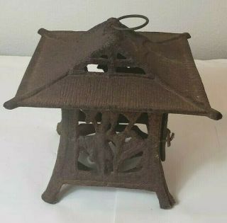 Vintage Japanese Cast Iron Pagoda Garden Lamp Lantern