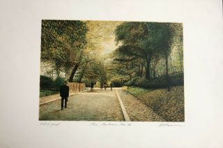 Harold Altman " Parc Montsauris " Iv Hand Signed Lithograph Artist Proof Unframed