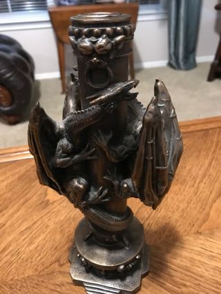 Very Attractive Dragon Motif Metal Gothic Candle Holder - Very Unusual