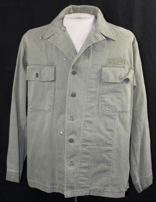 Wwii Us Army Od7 Hbt Herring Bone Twill 2nd Pattern Combat Jacket Shirt 40r