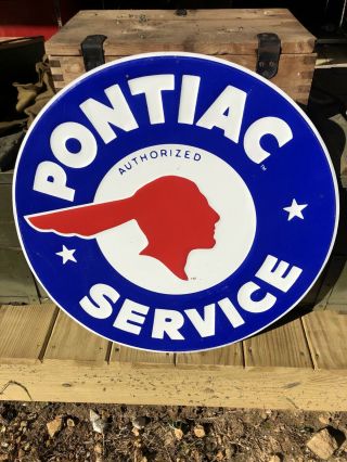 Vintage Style 24 " Pontiac Service Embossed Metal Sign Man Cave Muscle Car