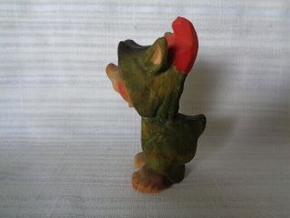 VINTAGE HENNING Hand Carved Wood TROLL Red Cap Made In Norway 2