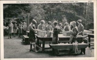 Boulder Creek,  Ca Girl Scouts Preparing Dinner At Camp Chaparral,  Redwood Park