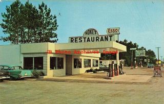 Ga,  Jesup,  Georgia,  Hokes Restaurant & Esso Gas Station,  50s Cars