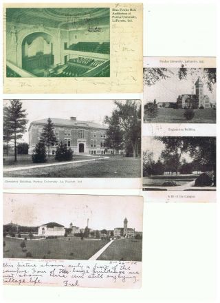 4 Vintage Postcards Purdue University Lafayette In.