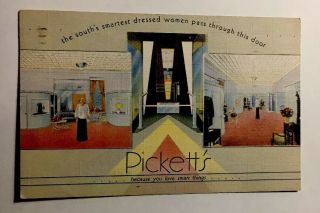 Vintage Pickett’s Women’s Dress Shop 1942 Advertising Postcard Chattanooga