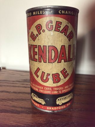 Vintage Kendall E.  P.  Gear Lube Sae 160 Full Tin Can