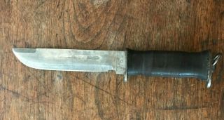 Wwii E.  G.  Waterman Egw Knife Leather Grip 7 1/2 Inch Blade With Sheath