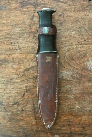 WWII E.  G.  Waterman EGW Knife Leather Grip 7 1/2 Inch Blade With Sheath 2