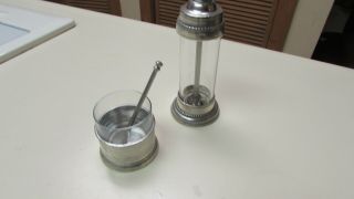 Cosi Tabellini Pewter Salt Dish With Spoon And Pepper Grinder Vintage