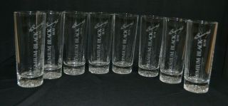 Set Of 8 Vintage Bacardi Premium Black Rum Etched Bar Glasses Barware