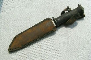 World War Ii Theater - Made Fighting Knife W/sheath Military Trench Art Knife