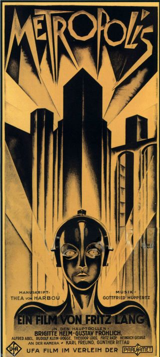Art Painting Deco Metropolis Vintage Print Movie Poster Film Framed Canvas 32 "