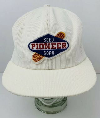 Vintage Pioneer Seed Corn Patch Hat Corduroy Farm Ag Snapback Cap K Products Usa