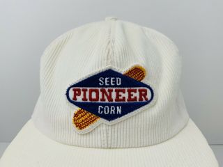 Vintage Pioneer Seed Corn Patch Hat Corduroy Farm Ag Snapback Cap K Products USA 2