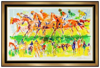 LeRoy Neiman Horse Racing Large Color Serigraph Hand Signed Sports Painting Art 2