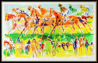 LeRoy Neiman Horse Racing Large Color Serigraph Hand Signed Sports Painting Art 3