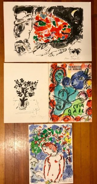Marc Chagall 3 Lithographs Derrière Le Miroir A