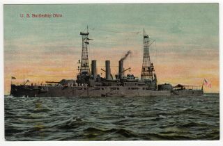 Uss Ohio Pc Postcard Battleship Bb - 12 Navy Naval Usn Military Ship War Oh