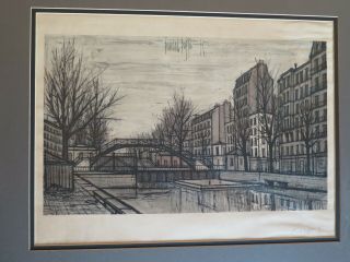 Bernard Buffet 1956 " St Martin Canal " Hand Signed And Numbered 9/50 Etching