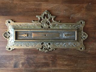 Antique Vintage Ornate Brass Mail Box Door Slot -