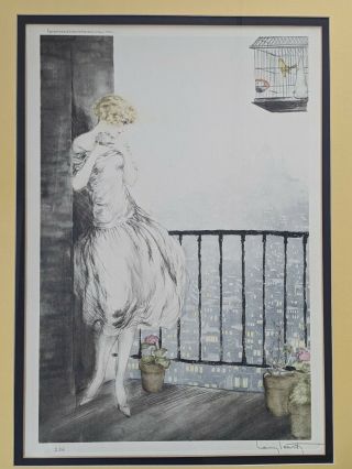 Louis Icart - " Louise " 1927,  Hand Colored,  Pencil Signed,  Blind Stamped