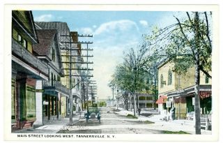 Tannersville Ny - Main Street Looking West - Postcard Catskills