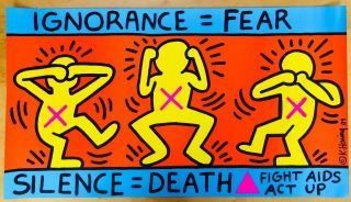 Keith Haring Act Up Poster 1989 Lithograph Ignorance=fear