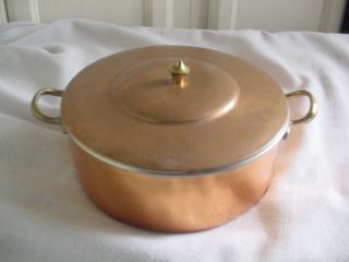 Vintage Solid Copper Pot W/lid & Handles,  Korea 8 " X 3 "