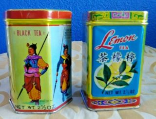 Vtg Hong Kong Kwong Sang Tea Vintage Tin Box Chinese Lemon Tea & Black Tea (2)