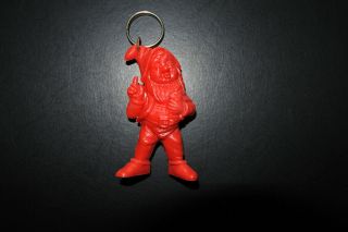 1960s Gnome W Rabbit Red - Dwarf Kabouter Keychain Vintage Fairy Tale
