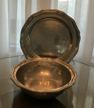 Vintage Wilton Rwp Armetale Pewter 101/2 " Round Serving Bowl & Serving Platter
