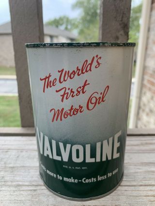 Vintage Valvoline Quart Oil Can Empty Metal