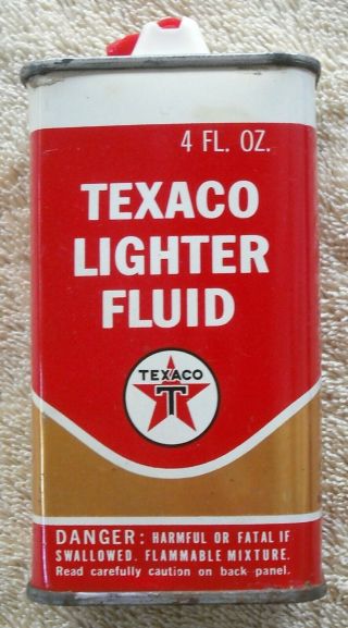 Vintage Texaco Lighter Fluid Metal Tin 4 Oz Pre 1974 No Upc Empty Oiler Can