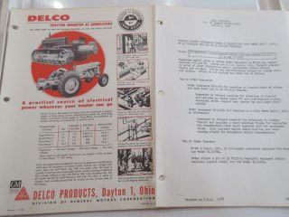 1956 John Deere 40 & 420 Tractor & Crawler Delco Generators Sales Sheet & Prices
