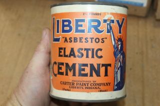 Rare Vintage Liberty Indiana 1920’s Plastic Asbestos Roof Cement Advertising Tin
