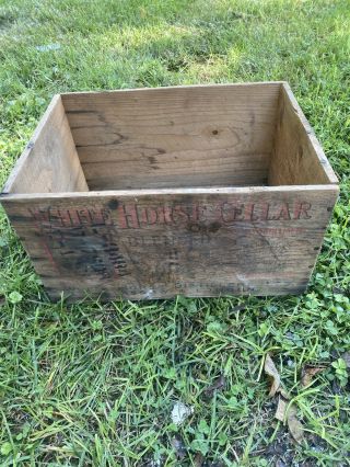 Vintage White Horse Scotch Whiskey Wooden Crate Box c1940s 3