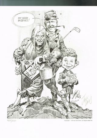 My Good Buddies By Jack Davis 1978 Signed And Numbered Print 453 /1500