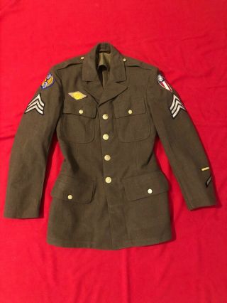 Ww2 Us Army Sergeant’s Jacket W/cbi,  10th Air Force And Ruptured Duck Patch