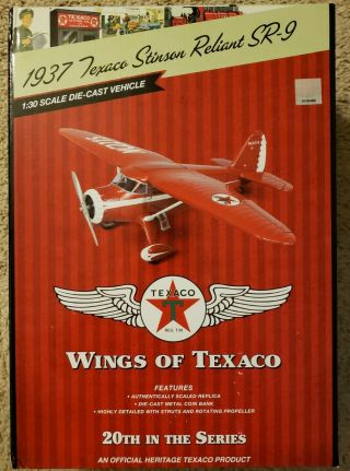 Wings Of Texaco 1937 Stinson Reliant Sr - 9 Airplane Die - Cast Bank,  20th In Series