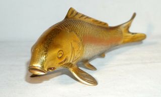 Vintage Solid Brass Bronze 9,  Inch Koi,  Carp Gold Fish Casting/model/figure