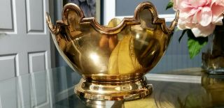 Vintage Solid Brass With Scalloped Rim Pedestal Centerpiece/ Bowl/planter.