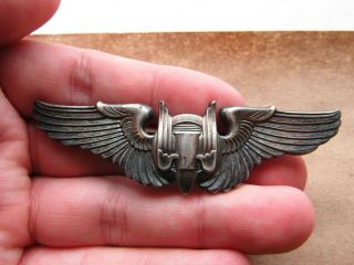 Wwii United States Army Air Corps Air Gunner 3 - Inch Sterling Pin - Back Wings