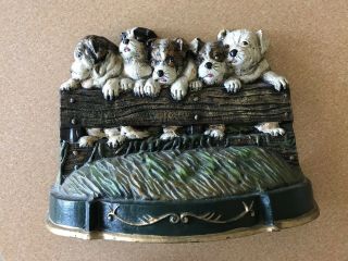 Vintage Cast Iron Puppy Dogs Door Stop