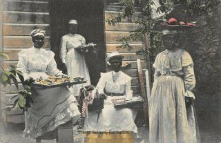 Barbados 4 Women Street Sellers With Their Merchandise C 1904 - 14