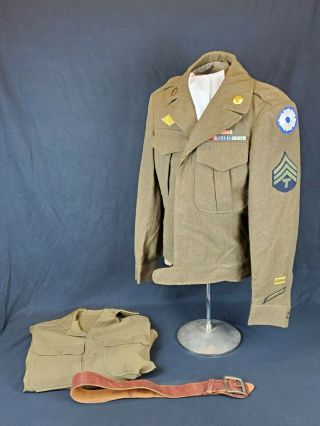 Ww2 Medical Uniform Double Patched With Name And Laundry Number 6th Service Com.
